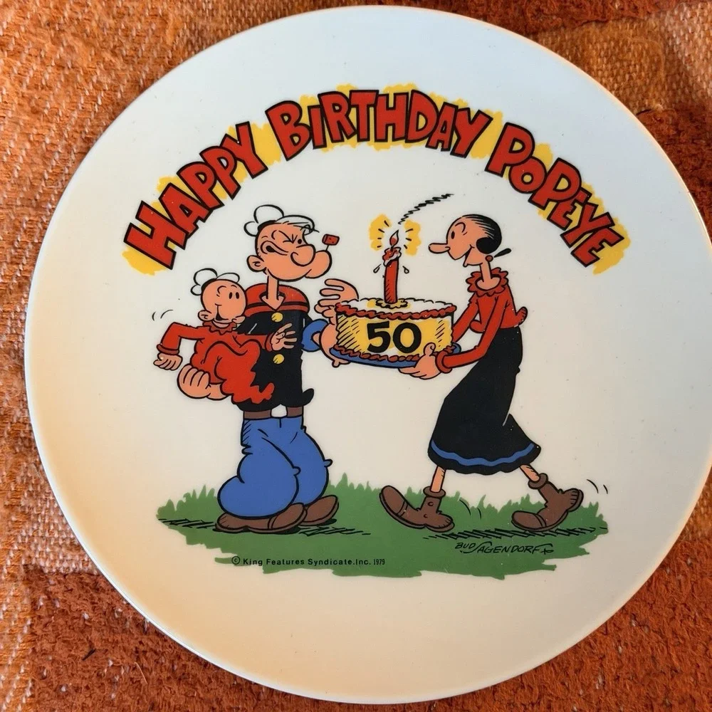 Vtg. 1979 Happy 50th Birthday Popeye Plate #1969 Made In USA Elsie Crisler Segar